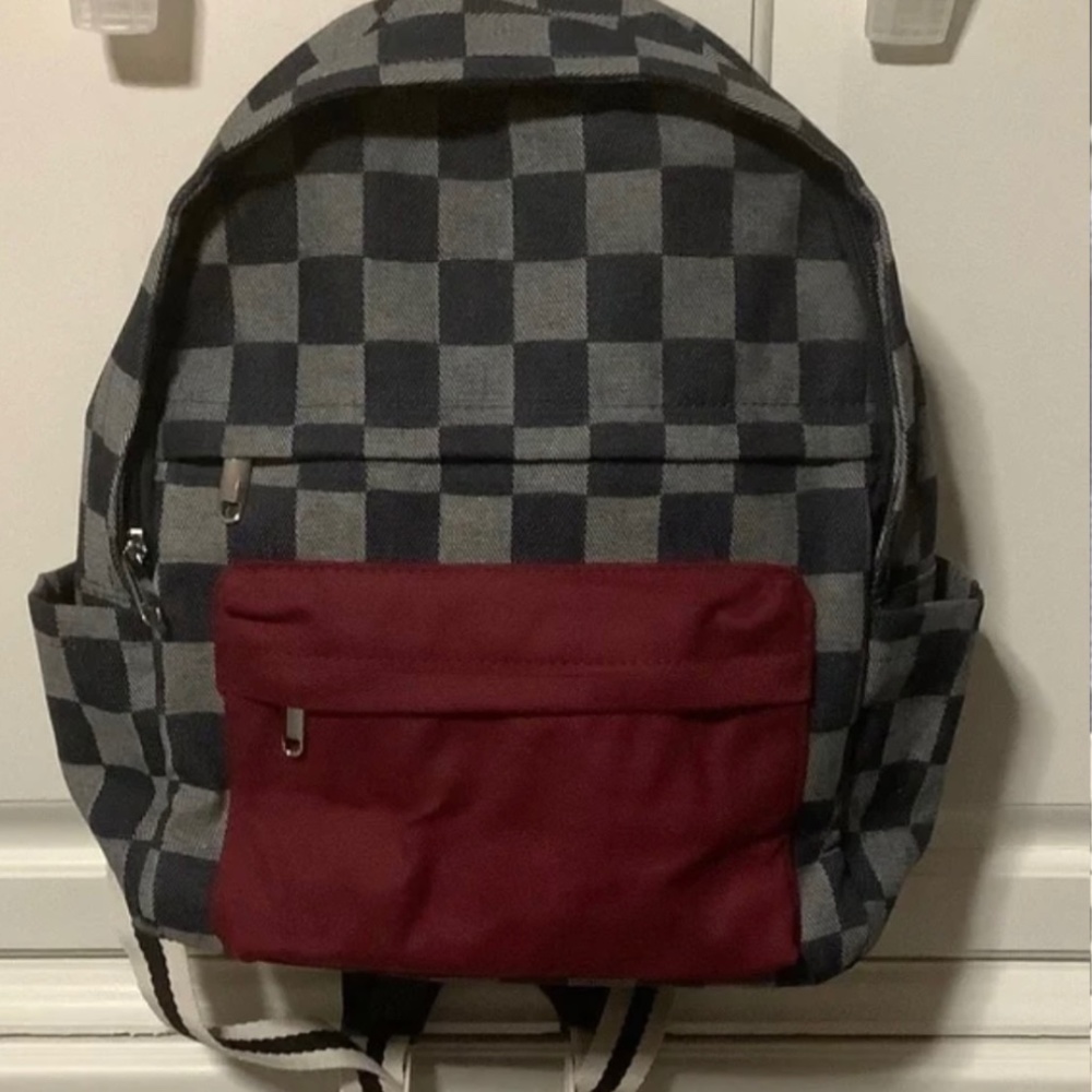 NWT Wild fable Checker Print Medium Dome Backpack- Gray Maroon